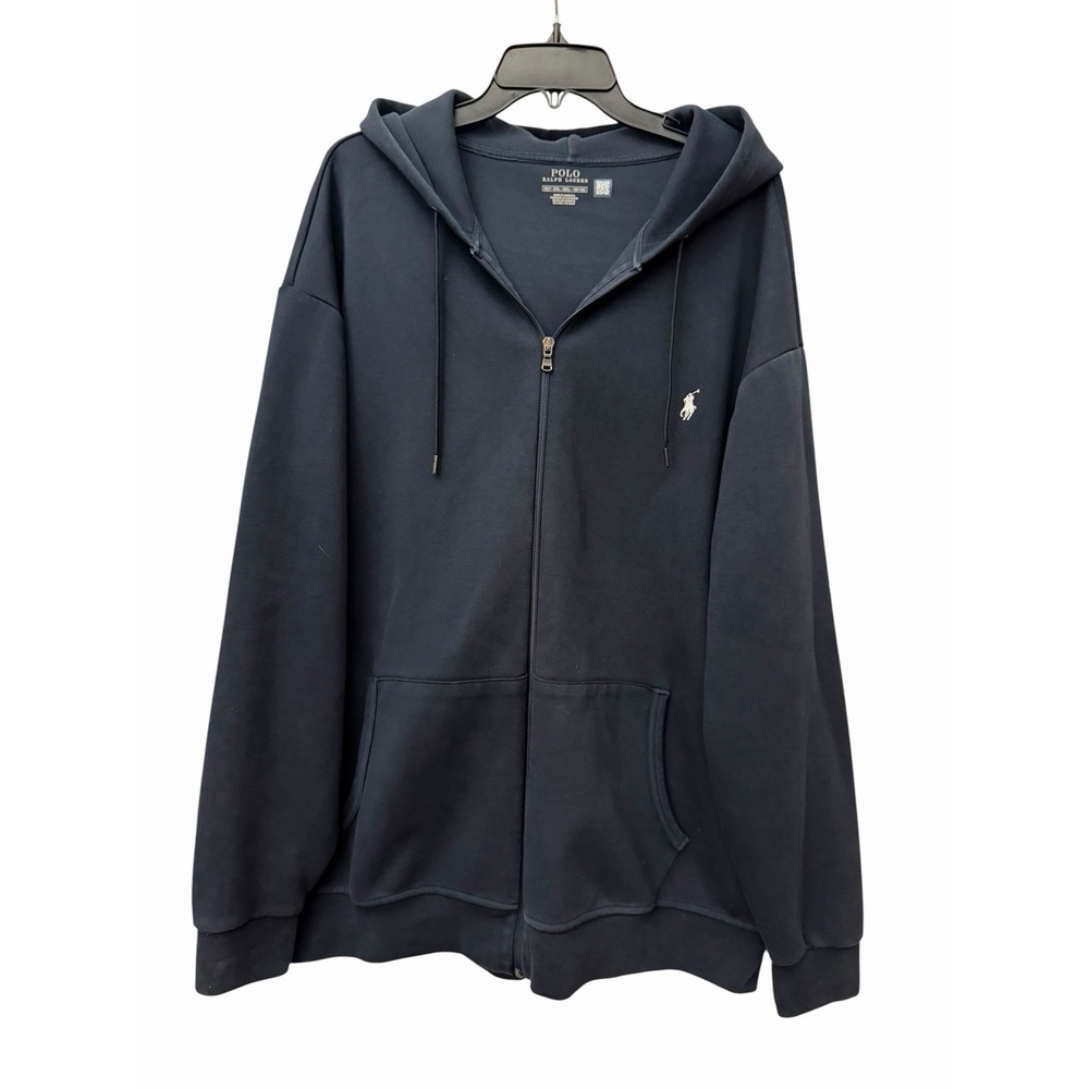 Polo Ralph Lauren Hoodie Men 2XLT Full Zip Blue Pony Heavy Weight #T8-1